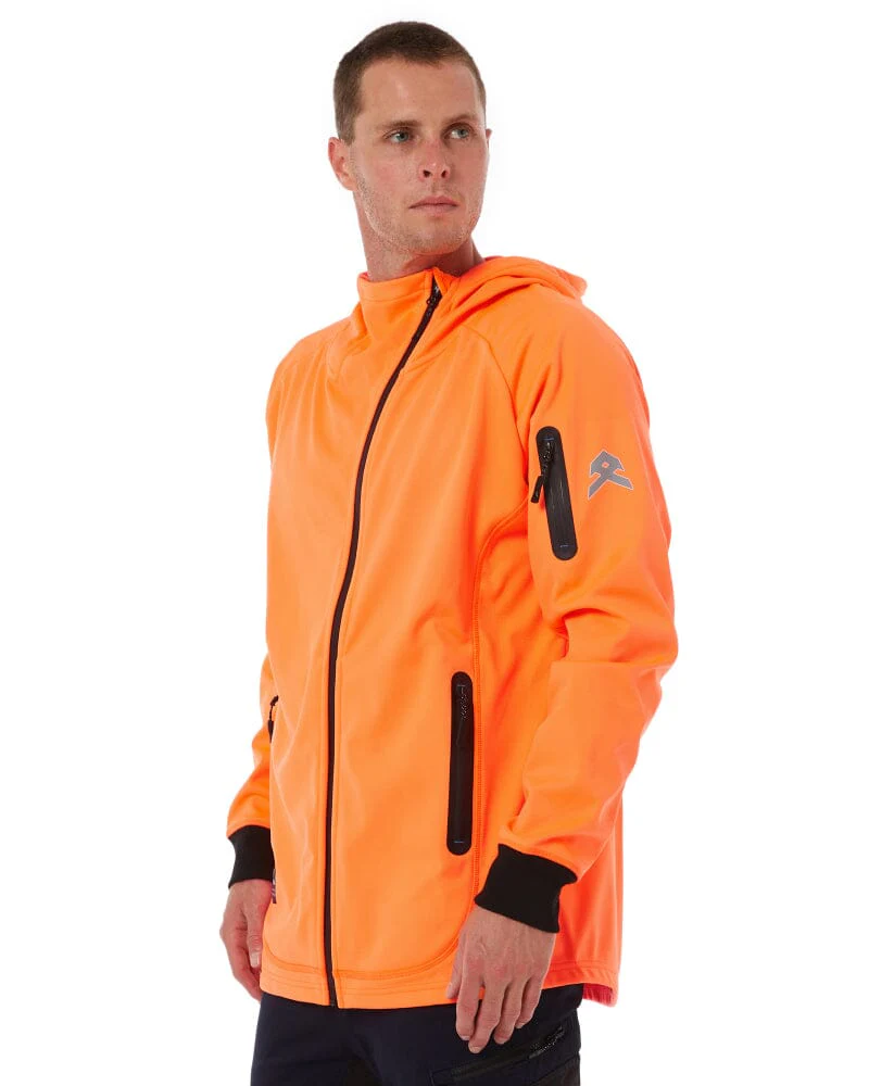 Tech Stretch Soft Shell Jacket - Hi Vis Orange - Image 3