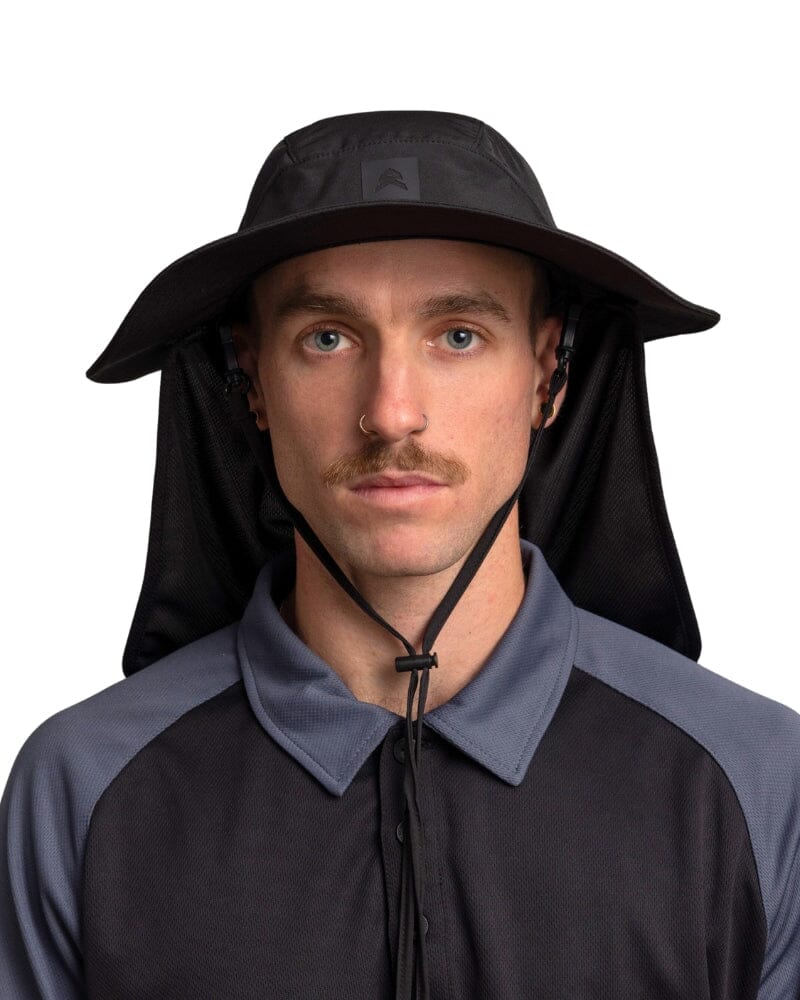 Wide Brim Hat With Legionnaires Flap - Black - Image 2