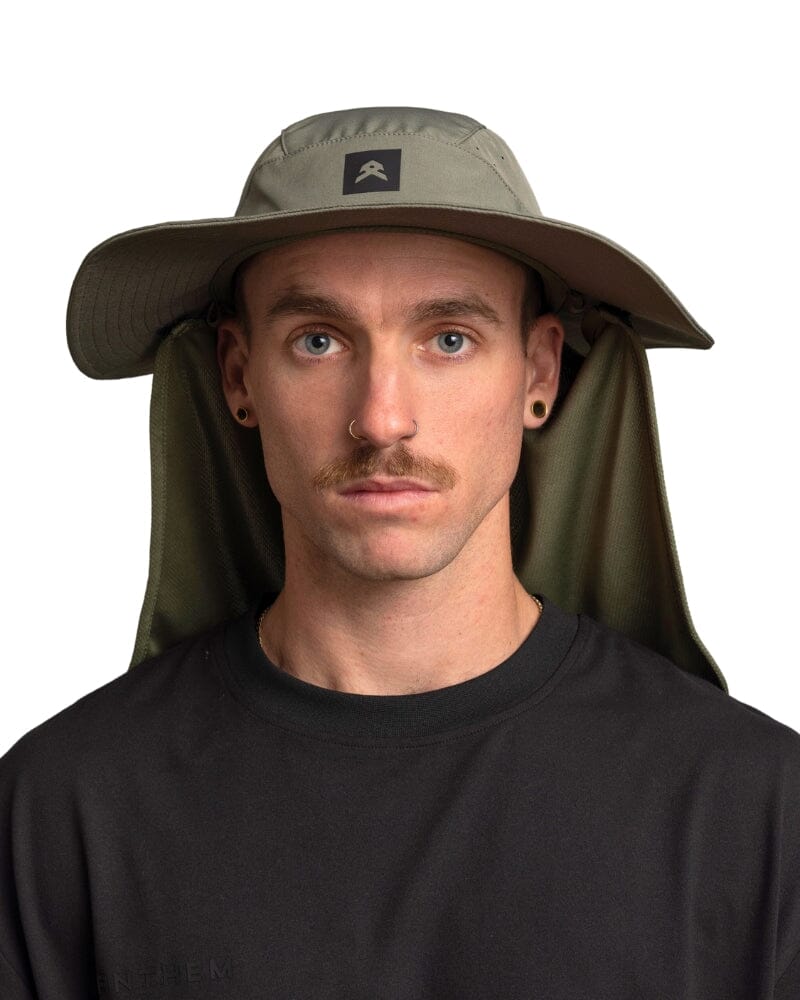Wide Brim Hat With Legionnaires Flap - Green - Image 2