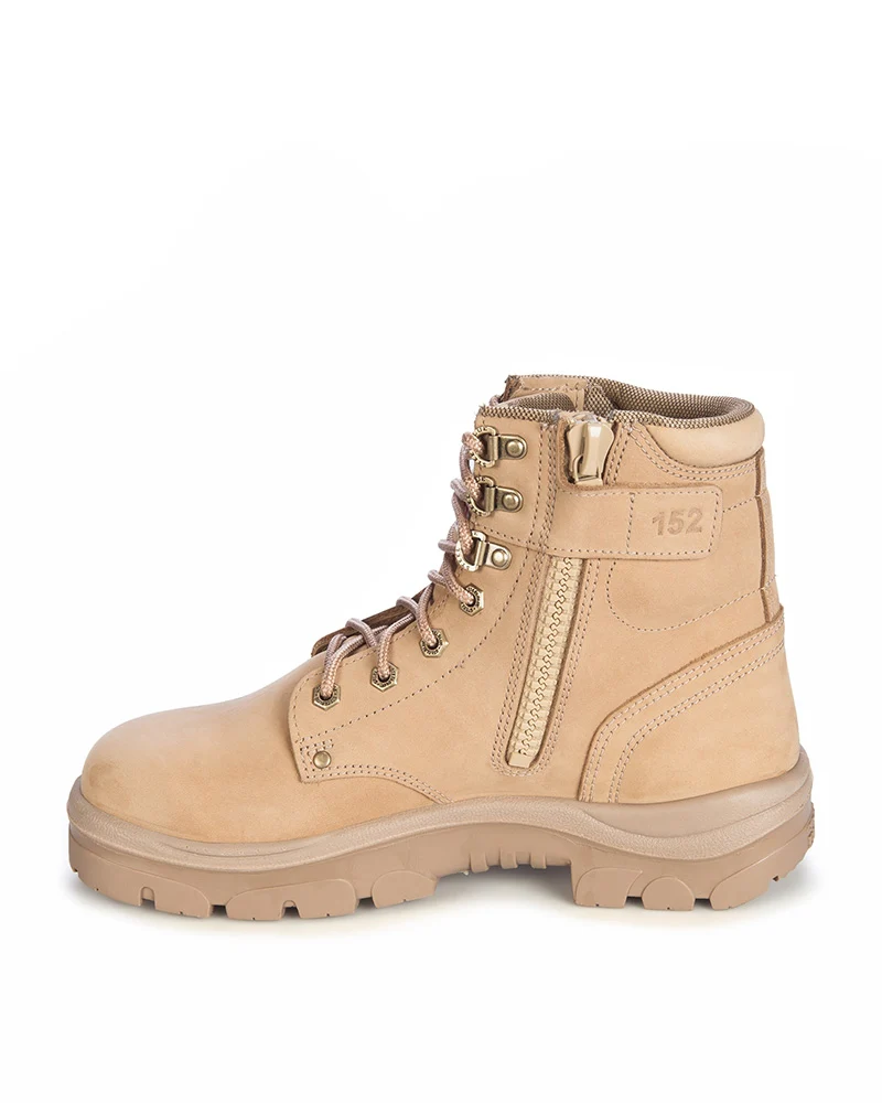 Argyle Lace Up Ankle Boot with Zip - Sand - Image 2