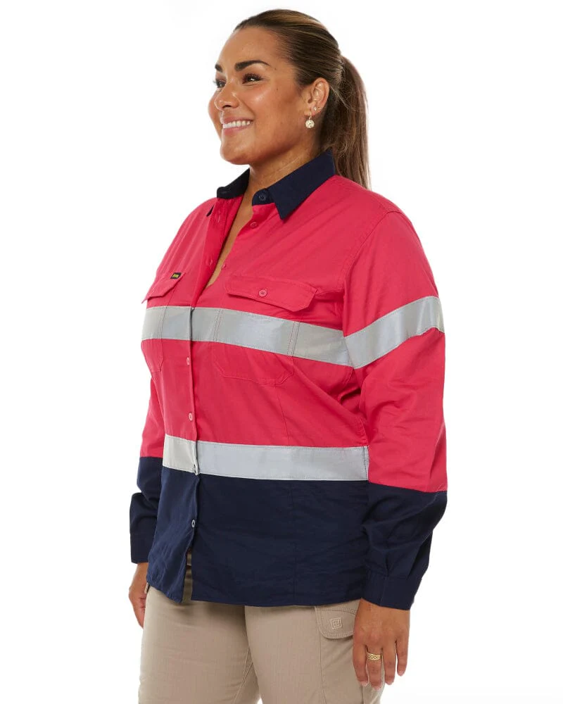 3M Taped Hi Vis Cool Lightweight LS Shirt - Pink/Navy - Image 3