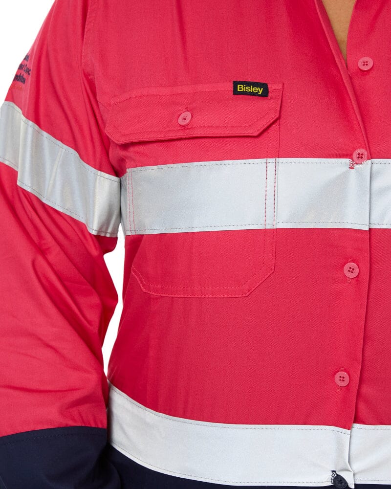 3M Taped Hi Vis Cool Lightweight LS Shirt - Pink/Navy - Image 6