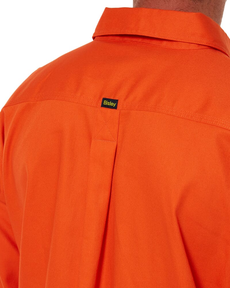 Closed Front Mens Cotton Drill LS Shirt - Orange - Image 5