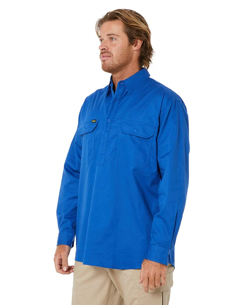 Closed Front Mens Lightweight LS Drill Shirt - Royal - Image 3