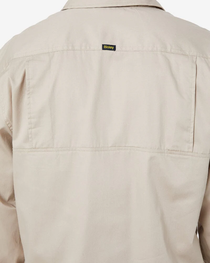 Closed Front Mens Lightweight LS Drill Shirt - Sand - Image 5