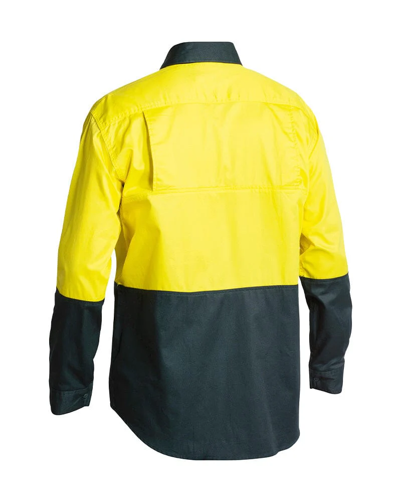 Cool Lightweight Drill Shirt LS - Yellow/Bottle - Image 2