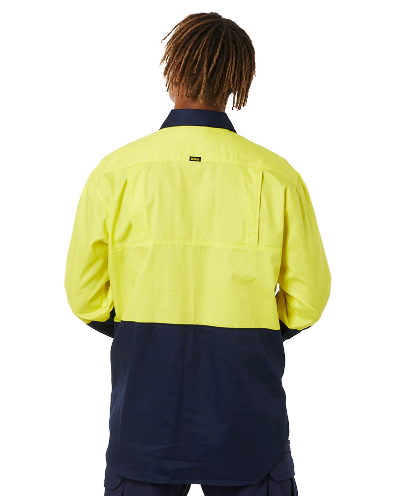 Cool Lightweight Drill Shirt LS - Yellow/Navy - Image 4