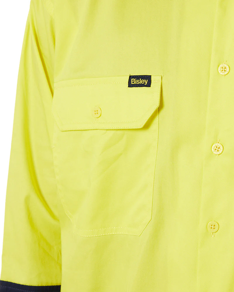 Cool Lightweight Drill Shirt LS - Yellow/Navy - Image 5