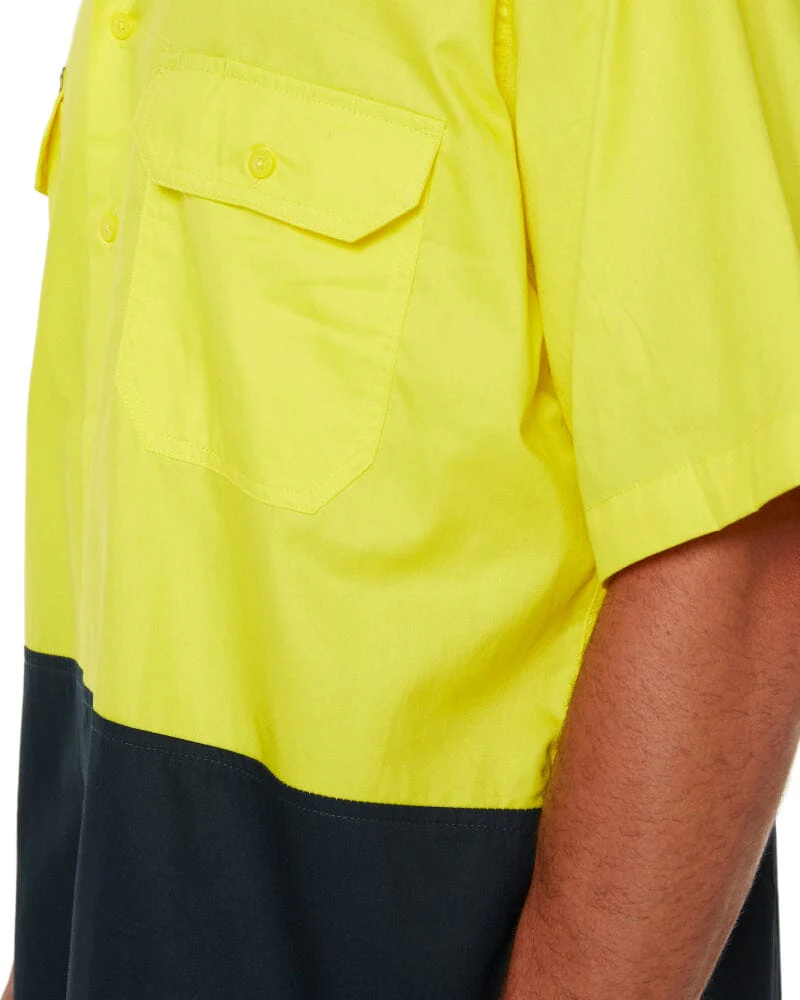 Cool Lightweight Drill Shirt SS - Yellow/Bottle - Image 6