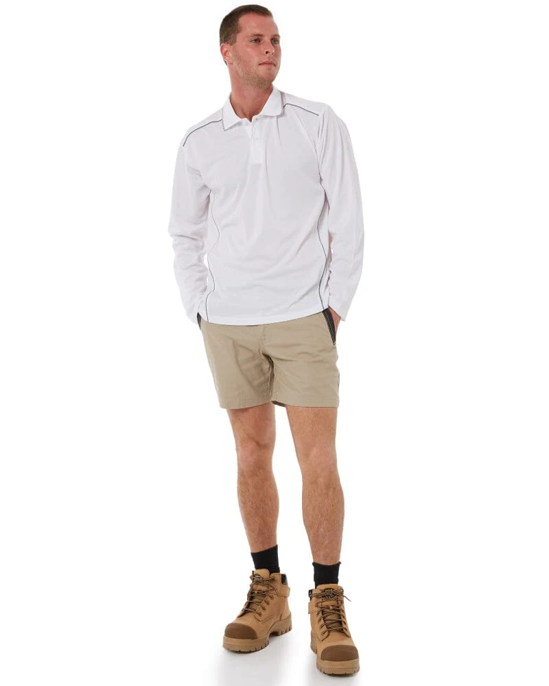 Cool Mesh LS Polo Shirt With Reflective Piping - White - Image 2