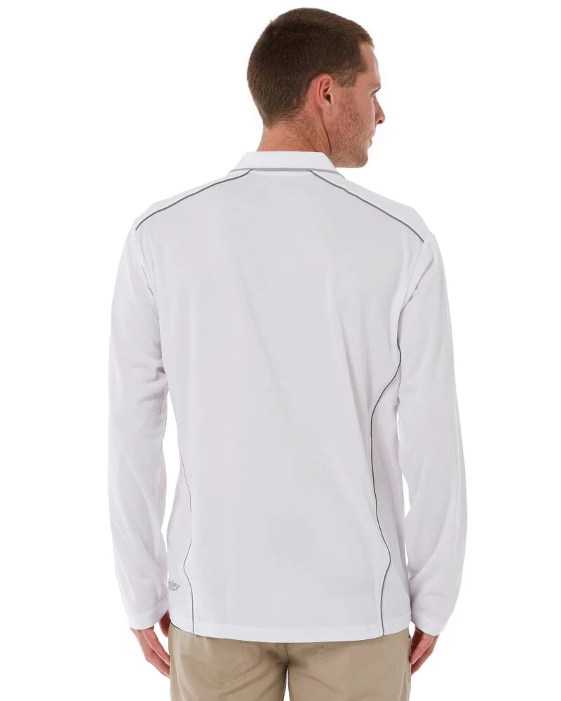 Cool Mesh LS Polo Shirt With Reflective Piping - White - Image 4