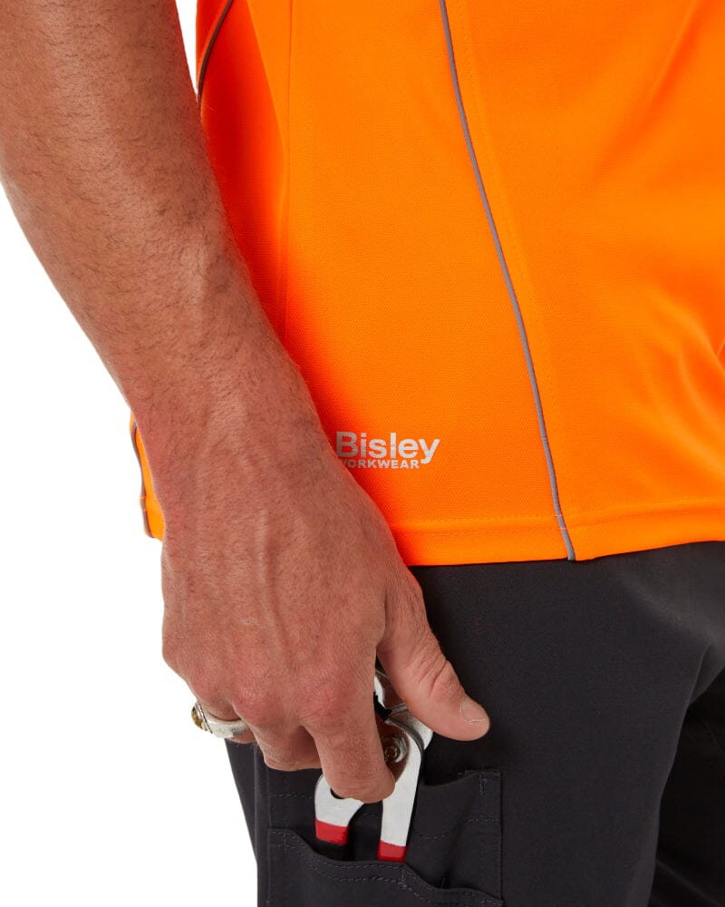 Cool Mesh Tee With Reflective Piping - Hi Vis Orange - Image 6