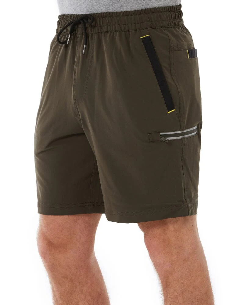 Flex and Move Tradie 4 Way Stretch Elastic Waist Cargo Short - Green - Image 3