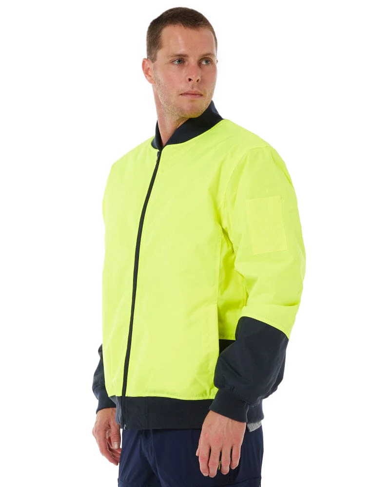 Hi Vis Bomber Jacket - Yellow/Navy - Image 3