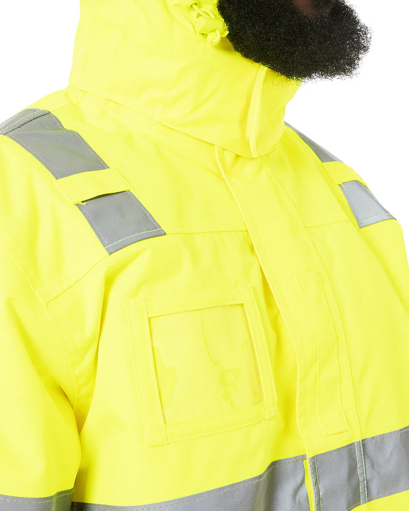 Hi Vis Taped Wet Weather Bomber Jacket - Yellow - Image 6