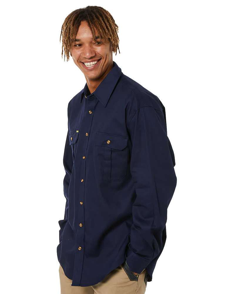 Original Cotton Drill LS Shirt - Navy - Image 3