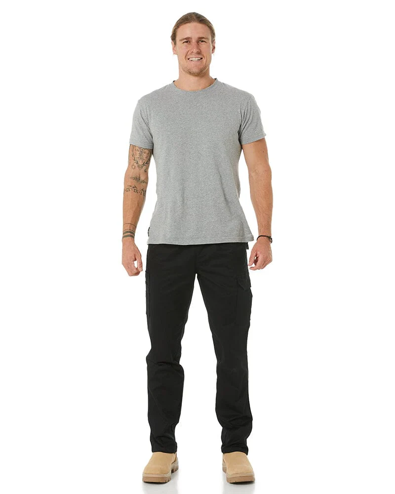 Stretch Cotton Drill Elastic Waist Cargo Pant - Black - Image 2