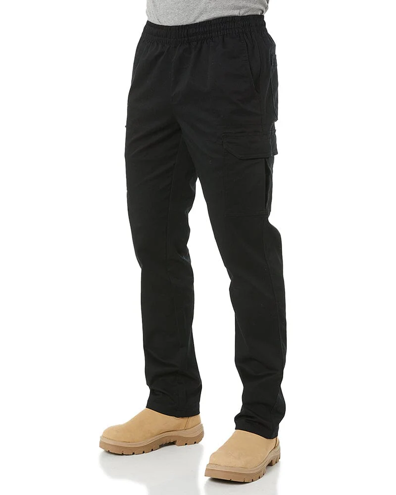 Stretch Cotton Drill Elastic Waist Cargo Pant - Black - Image 3