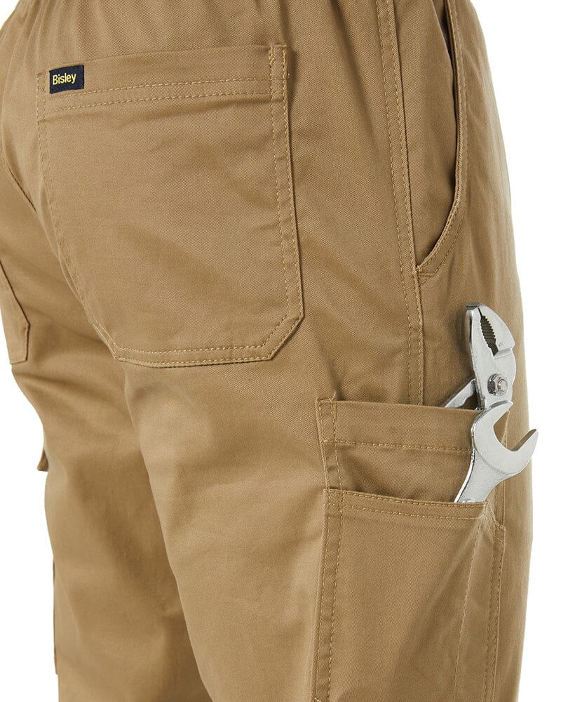 Stretch Cotton Drill Elastic Waist Cargo Pant - Khaki - Image 6