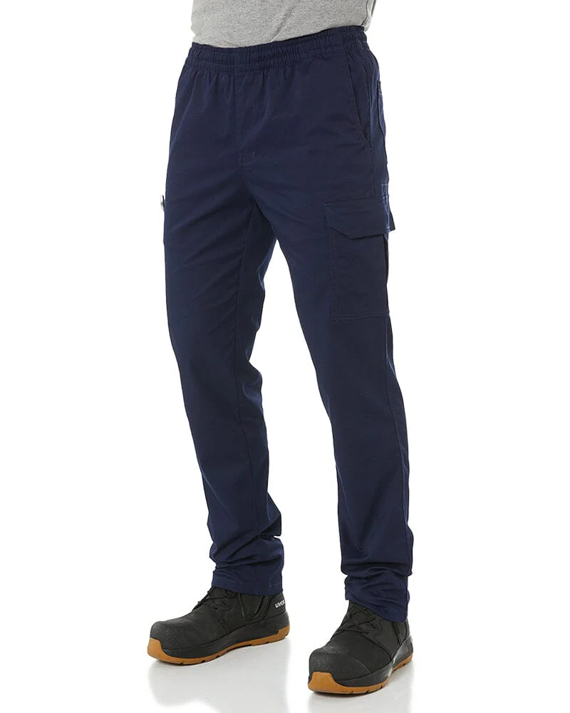 Stretch Cotton Drill Elastic Waist Cargo Pant - Navy - Image 3
