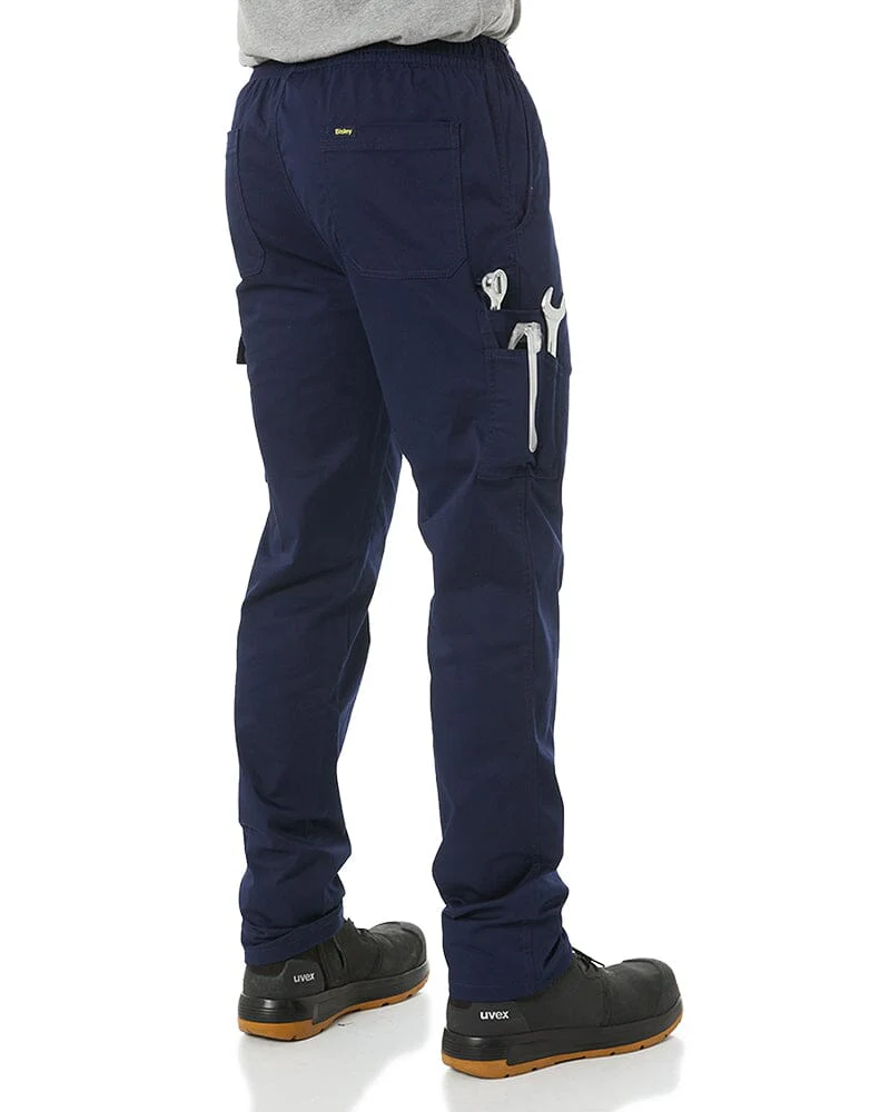 Stretch Cotton Drill Elastic Waist Cargo Pant - Navy - Image 5