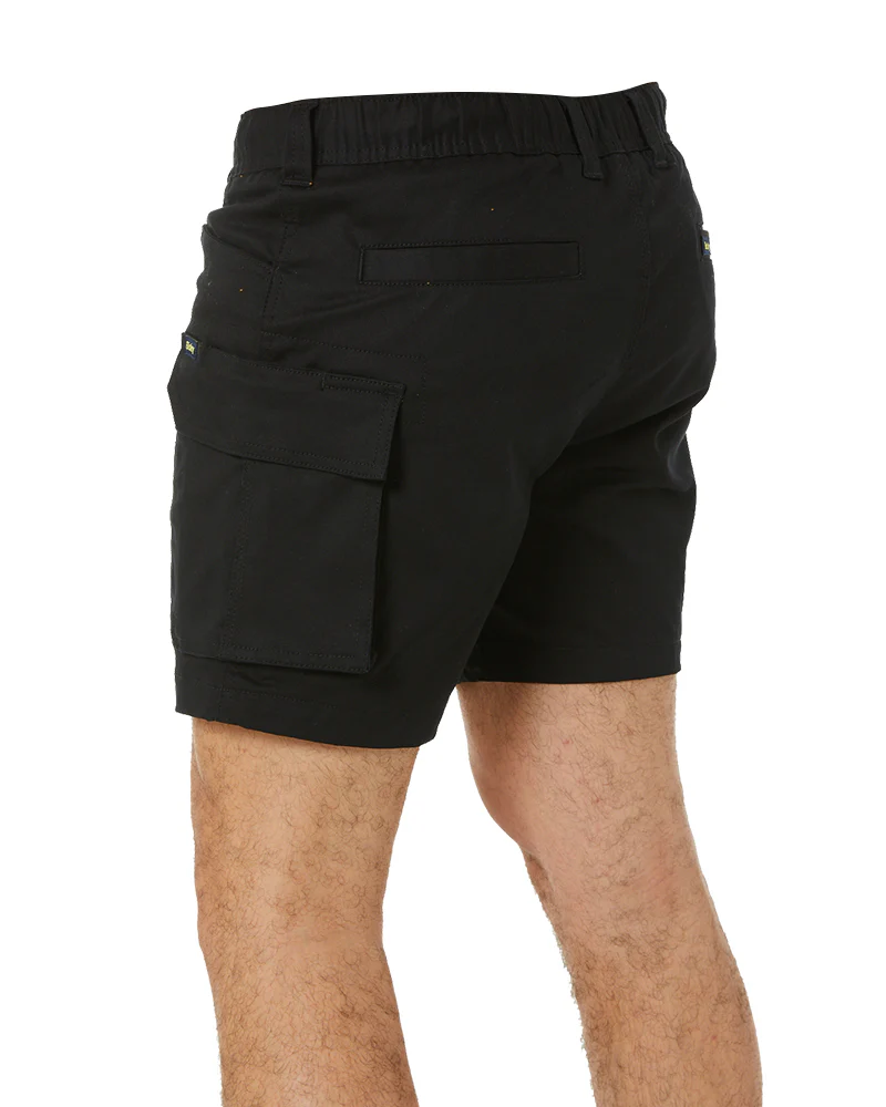 Stretch Cotton Elastic Waist Cargo Short - Black - Image 4