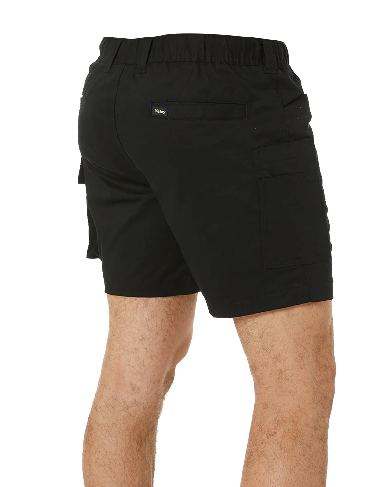 Stretch Cotton Elastic Waist Cargo Short - Black - Image 5