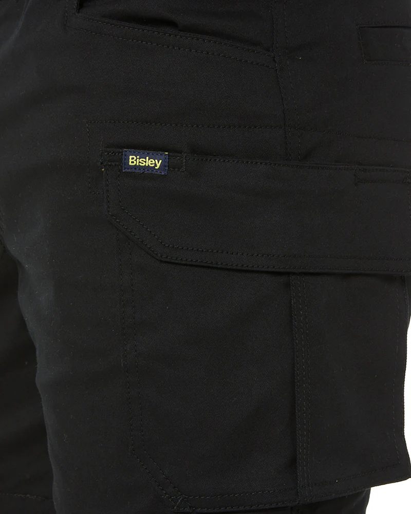 Stretch Cotton Elastic Waist Cargo Short - Black - Image 7