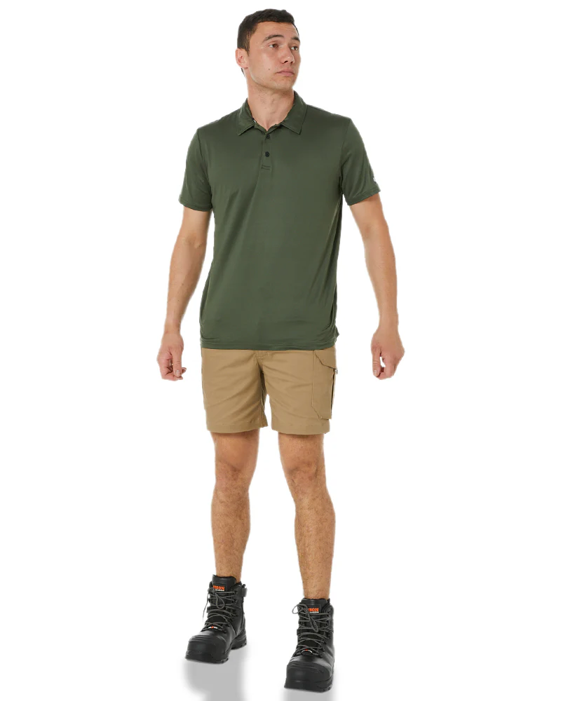 Stretch Cotton Elastic Waist Cargo Short - Khaki - Image 2