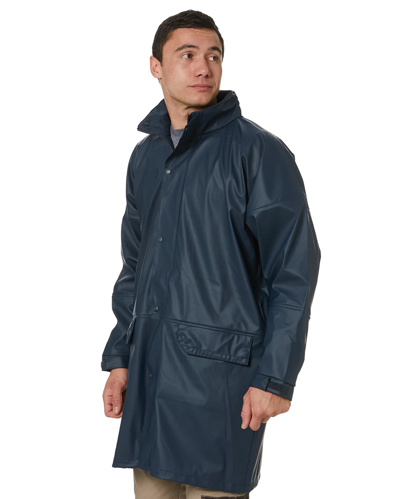 Stretch PU Rain Coat - Navy - Image 3