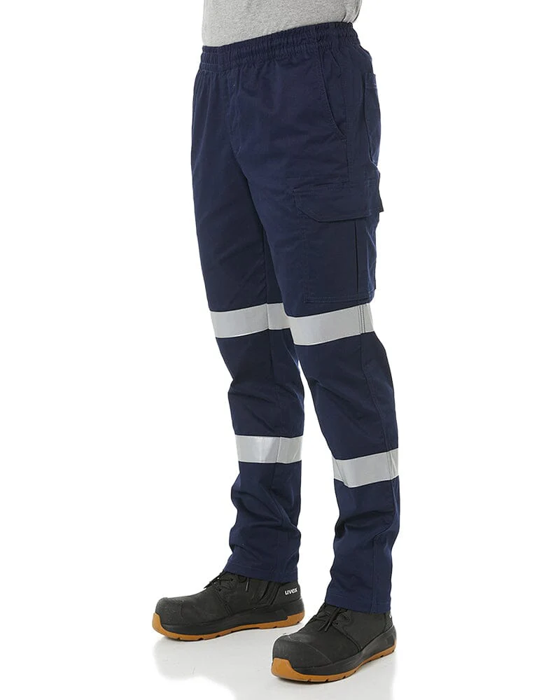 Taped Biomotion Stretch Cotton Drill Elastic Waist Cargo Work Pant - Navy - Image 3
