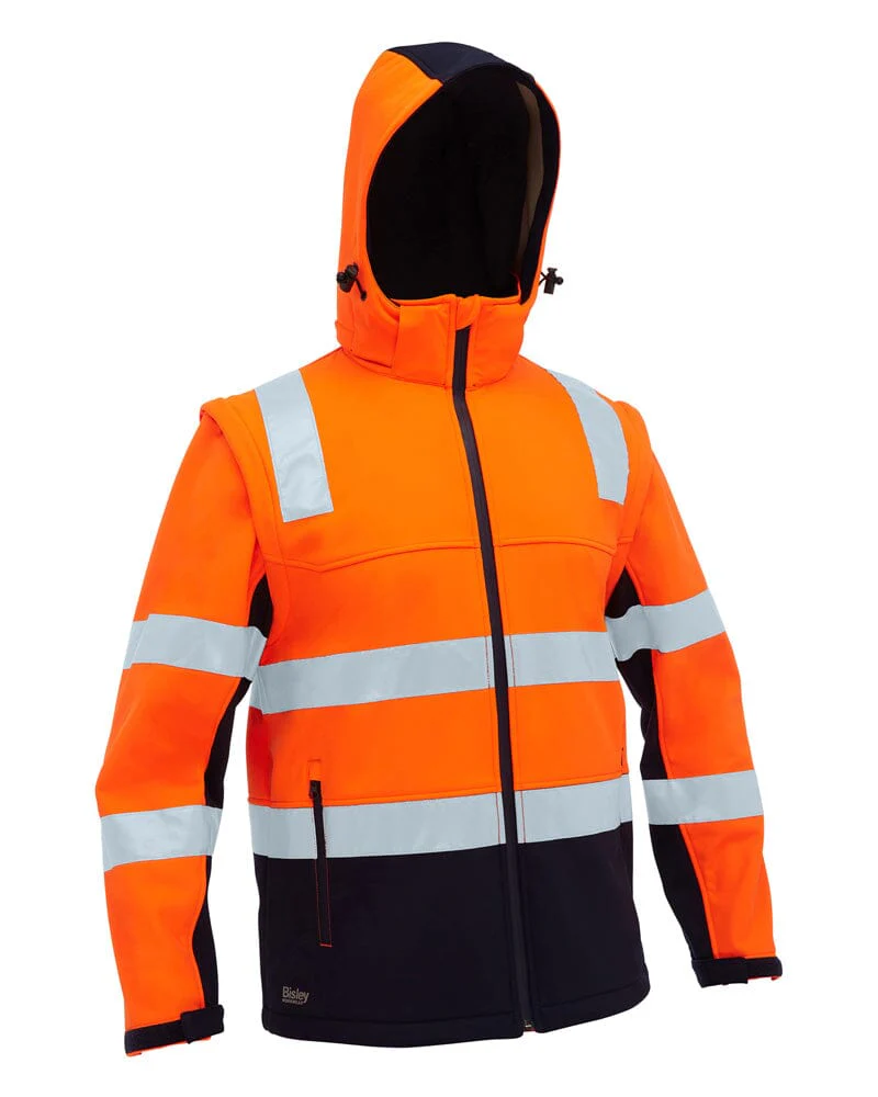Taped Hi Vis 3 In 1 Soft Shell Jacket - Orange/Navy - Image 2