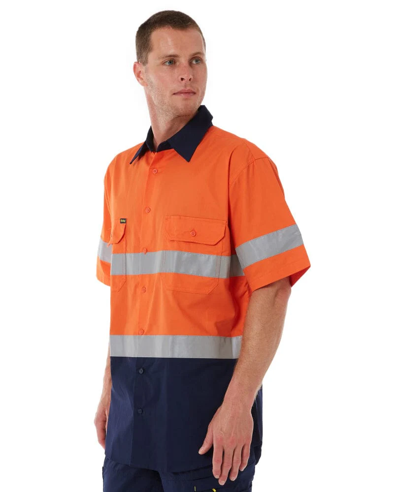 Taped Hi Vis Cool Lightweight SS Shirt - Orange/Navy - Image 3