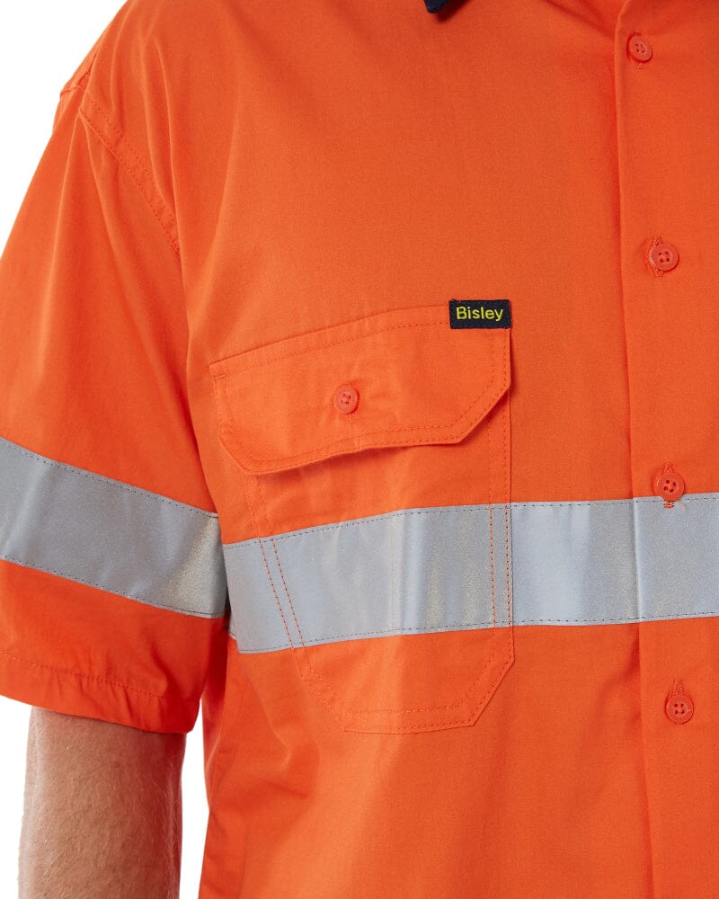 Taped Hi Vis Cool Lightweight SS Shirt - Orange/Navy - Image 5