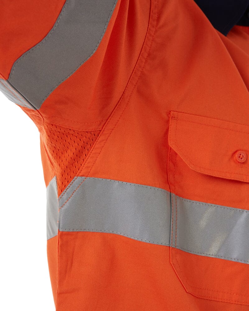 Taped Hi Vis Cool Lightweight SS Shirt - Orange/Navy - Image 6