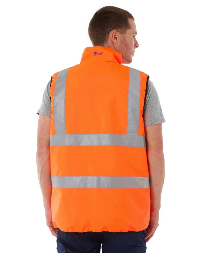 Taped Hi Vis Reversible Puffer Vest - Orange - Image 6