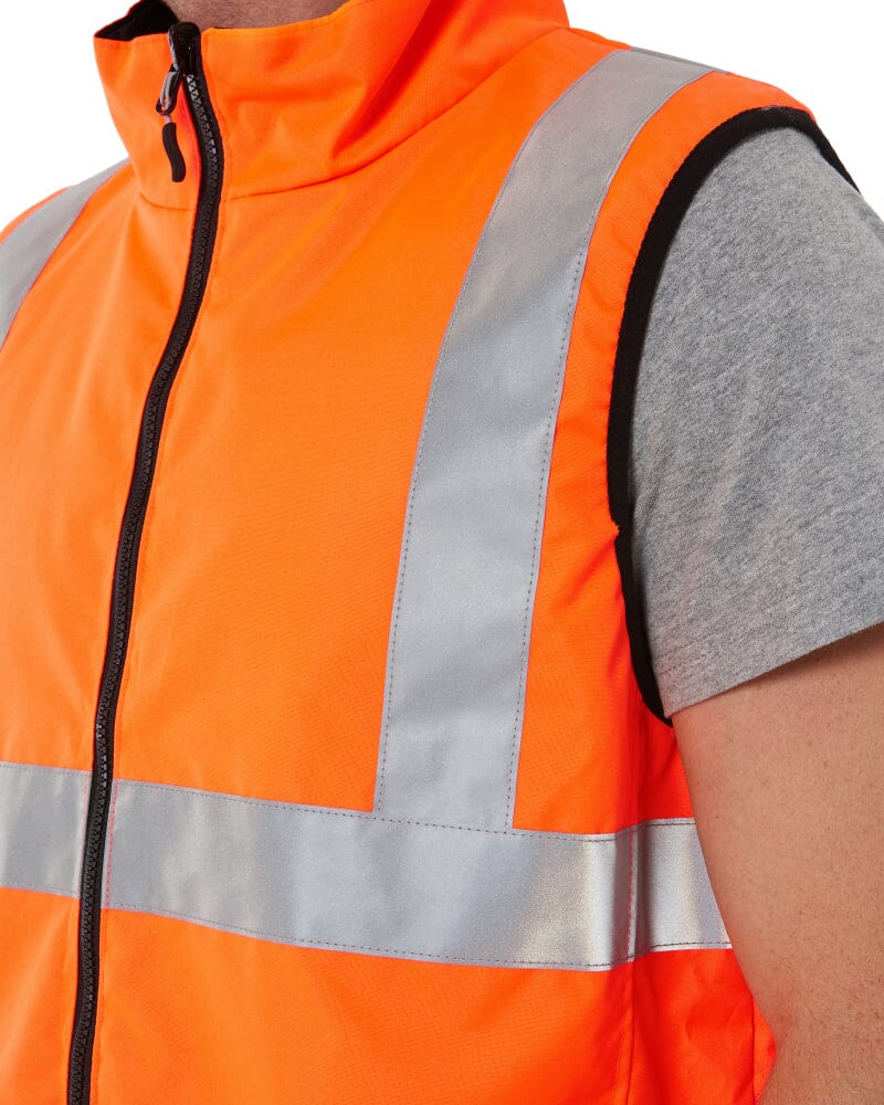 Taped Hi Vis Reversible Puffer Vest - Orange - Image 8