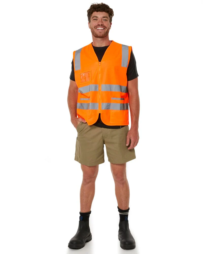 Taped Hi Vis Safety Zip Vest - Orange - Image 2