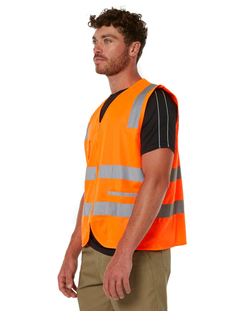 Taped Hi Vis Safety Zip Vest - Orange - Image 3