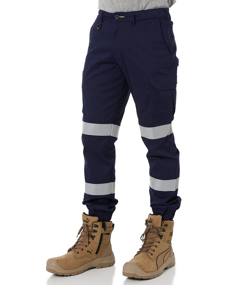 Tradies Taped Biomotion Stretch Cotton Drill Cargo Cuffed Pants 2 Value Pack - Navy - Image 3