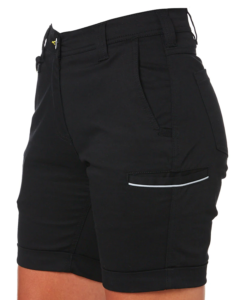 Womens Stretch Cotton Short - Black - Image 3
