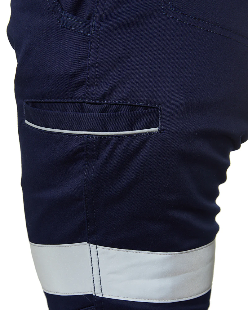 Women's Taped Mid Rise Stretch Cotton Pants - Navy - Image 6