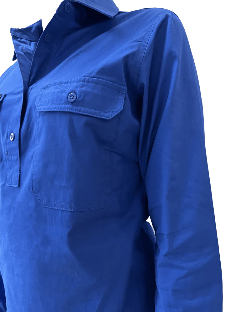 Womens Closed Front Lightweight LS Drill Shirt - Royal - Image 10