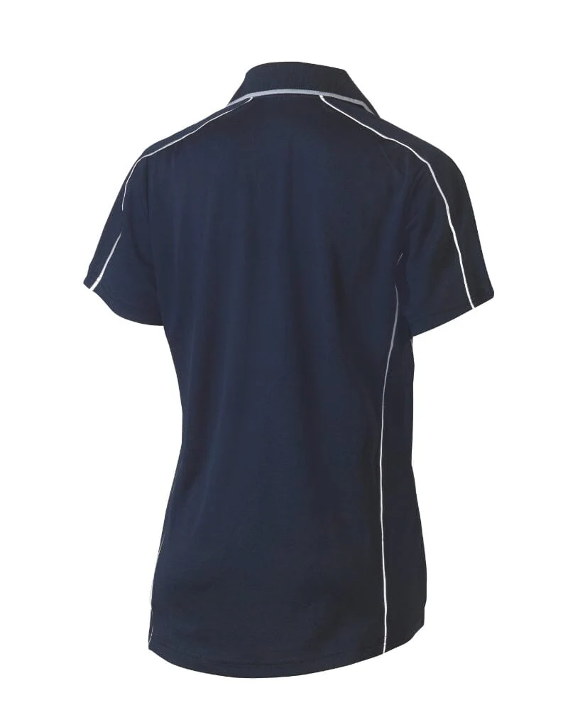 Womens Cool Mesh Polo Shirt With Reflective Piping - Navy - Image 2