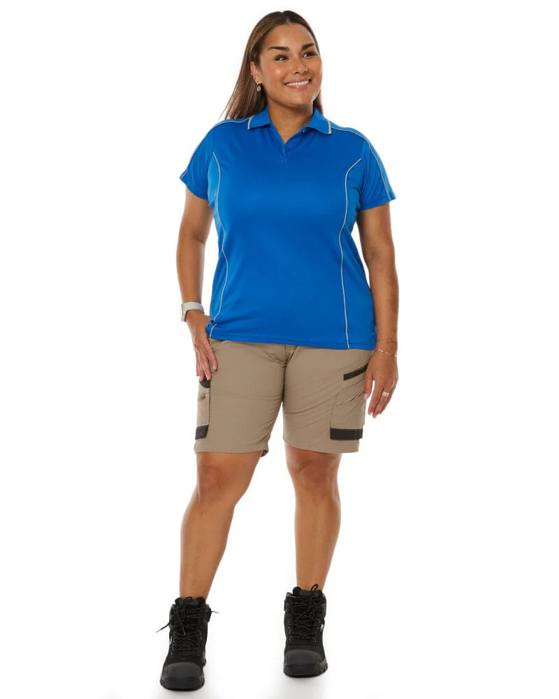 Womens Cool Mesh Polo Shirt With Reflective Piping - Royal - Image 2