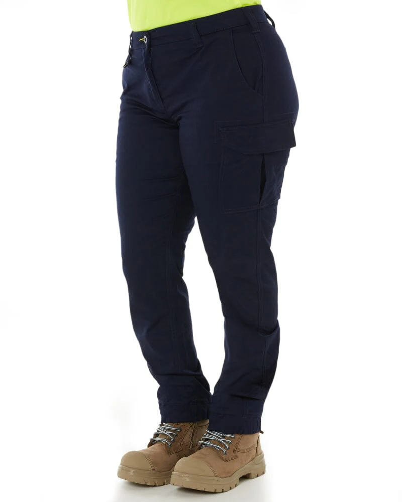 Womens Cotton Cargo Cuffed Pants - Navy - Image 3