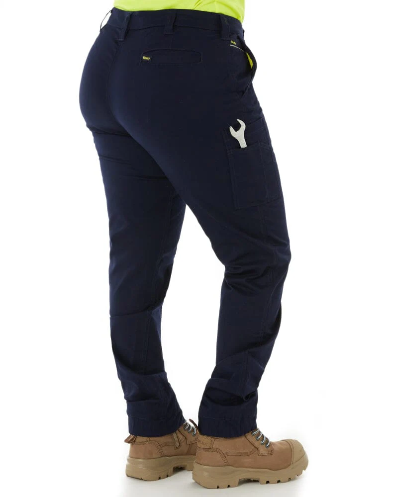Womens Cotton Cargo Cuffed Pants - Navy - Image 4