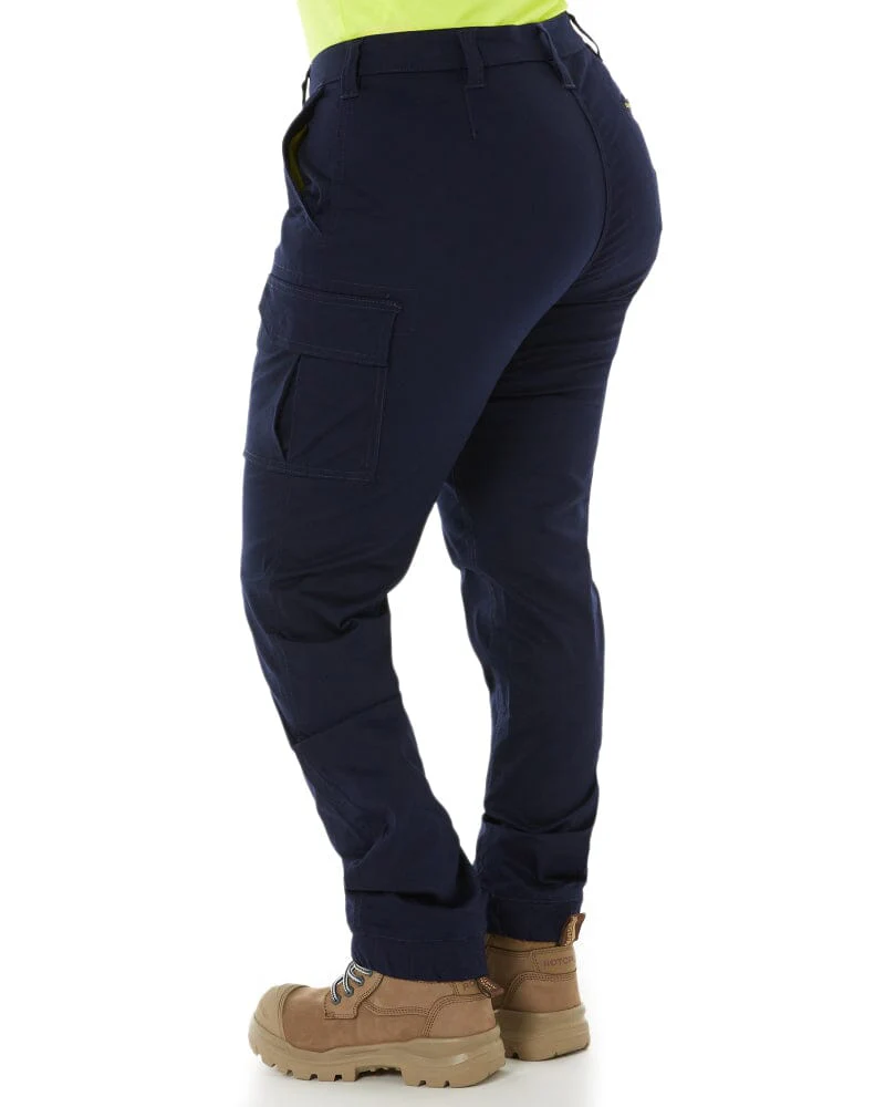 Womens Cotton Cargo Cuffed Pants - Navy - Image 5