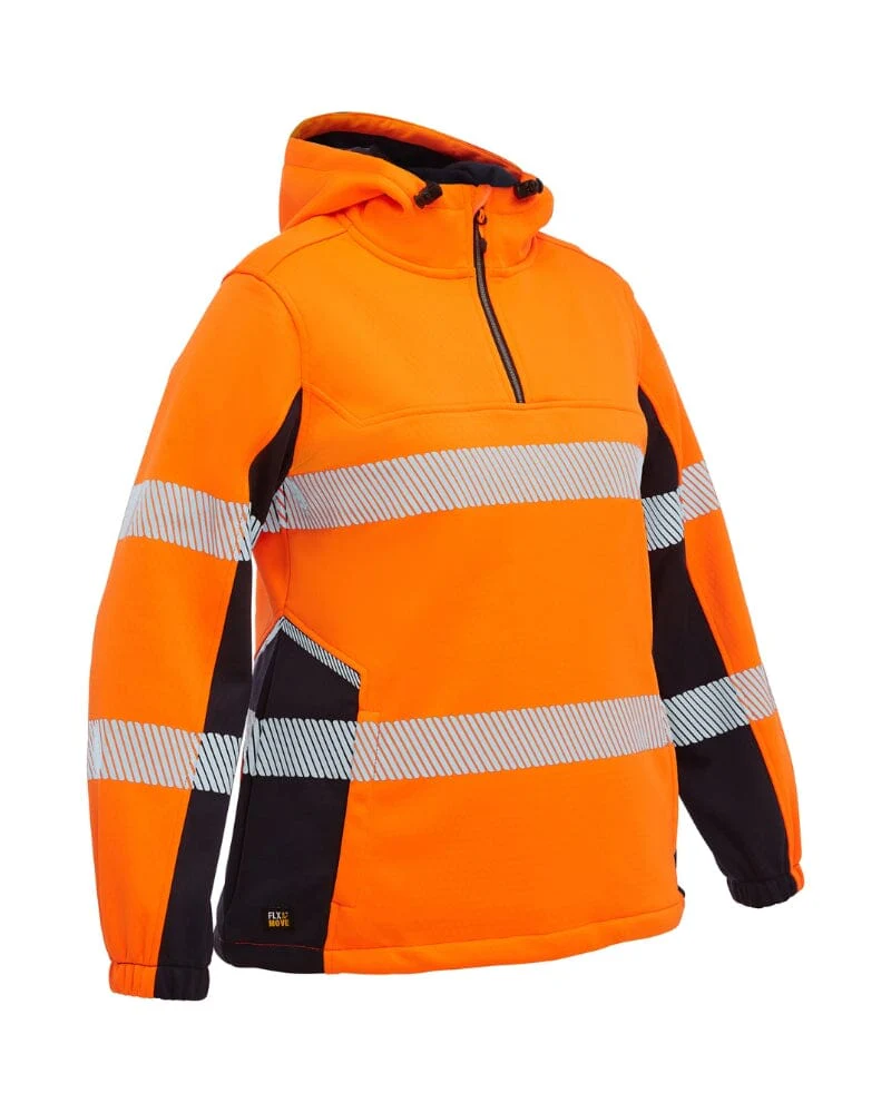 Womens Flex and Move Hi Vis Taped Liquid Repellent Fleece Hoodie - Orange/Navy - Image 10