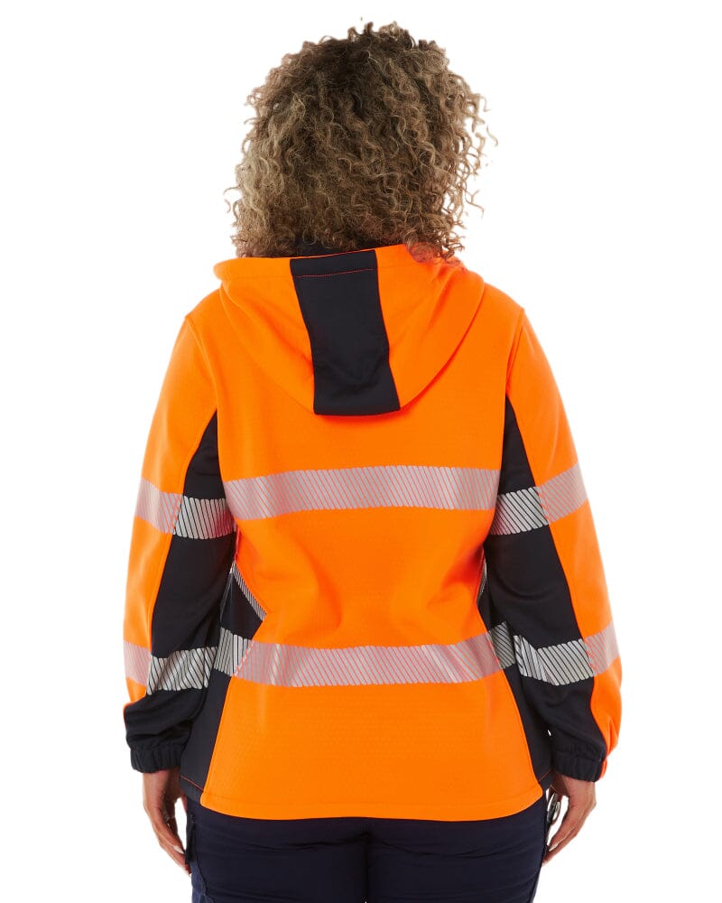 Womens Flex and Move Hi Vis Taped Liquid Repellent Fleece Hoodie - Orange/Navy - Image 4